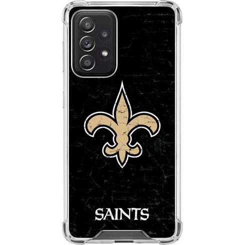 NFL New Orleans Saints Distressed Galaxy A52 5G Clear Case